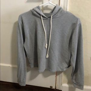 gray cropped hoodie